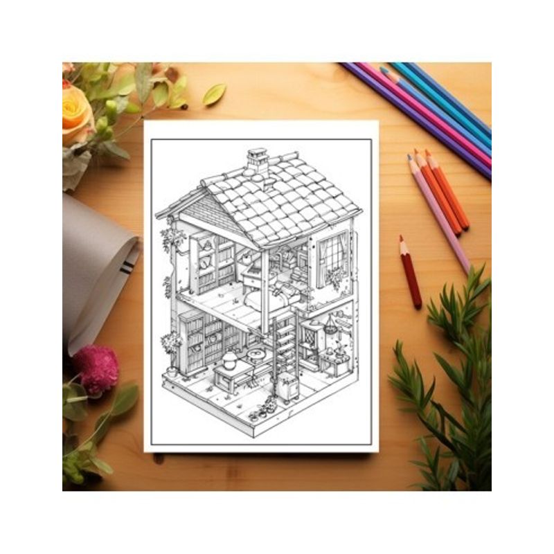 Carti si Birotica - Carti - Carti pentru copii - Carti de colorat - Carte de colorat antistres , 40 de ilustratii Pocket House - Volumul II, 86 pagini, A5 - Infinity.ro