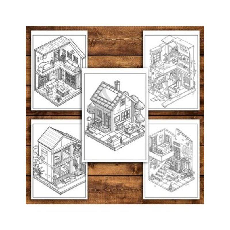 Carti si Birotica - Carti - Carti pentru copii - Carti de colorat - Carte de colorat antistres , 40 de ilustratii Pocket House - Volumul II, 86 pagini, A5 - Infinity.ro