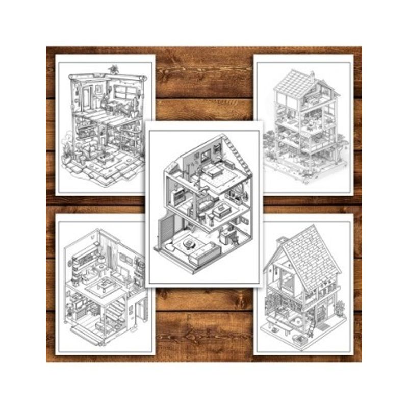 Carti si Birotica - Carti - Carti pentru copii - Carti de colorat - Carte de colorat antistres , 40 de ilustratii Pocket House - Volumul II, 86 pagini, A5 - Infinity.ro