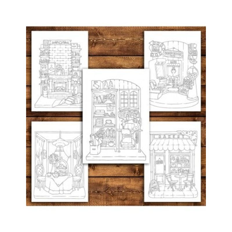 Carti si Birotica - Carti - Carti pentru copii - Carti de colorat - Carte de colorat antistres , 40 de ilustratii Relaxing Corner, 86 pagini, A5 - Infinity.ro