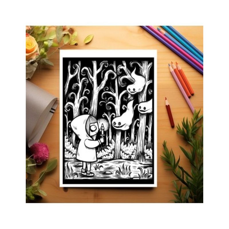 Carti si Birotica - Carti - Carti pentru copii - Carti de colorat - Carte de colorat antistres , 40 de ilustratii Spooky Girl, 86 pagini, A5 - Infinity.ro