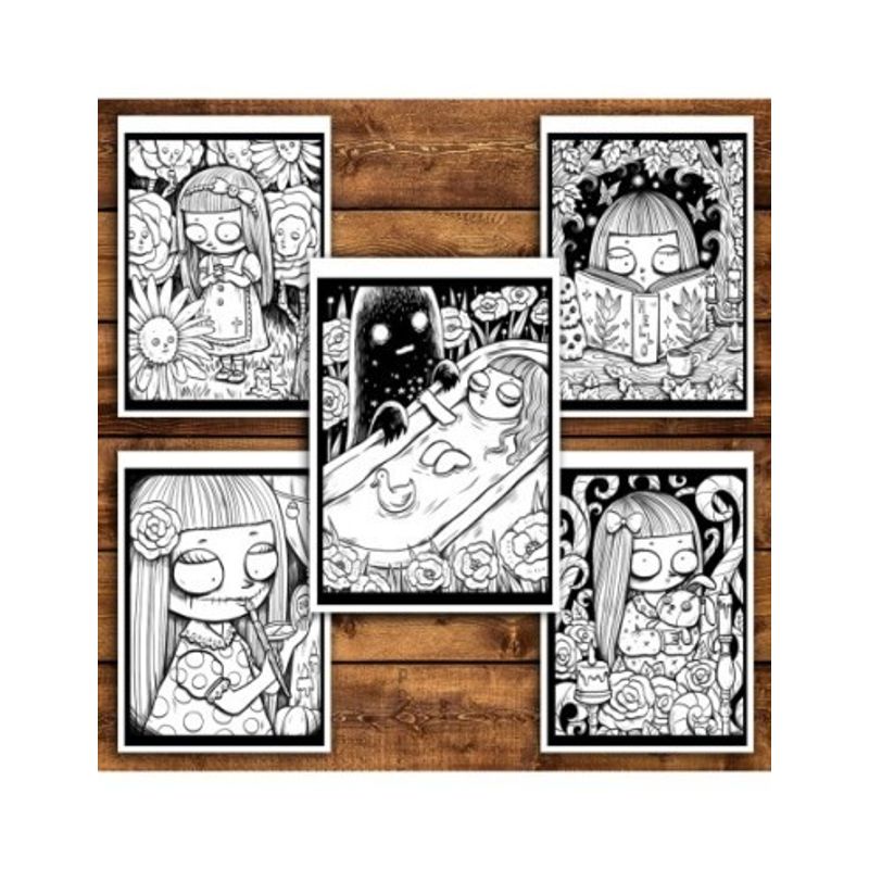 Carti si Birotica - Carti - Carti pentru copii - Carti de colorat - Carte de colorat antistres , 40 de ilustratii Spooky Girl, 86 pagini, A5 - Infinity.ro