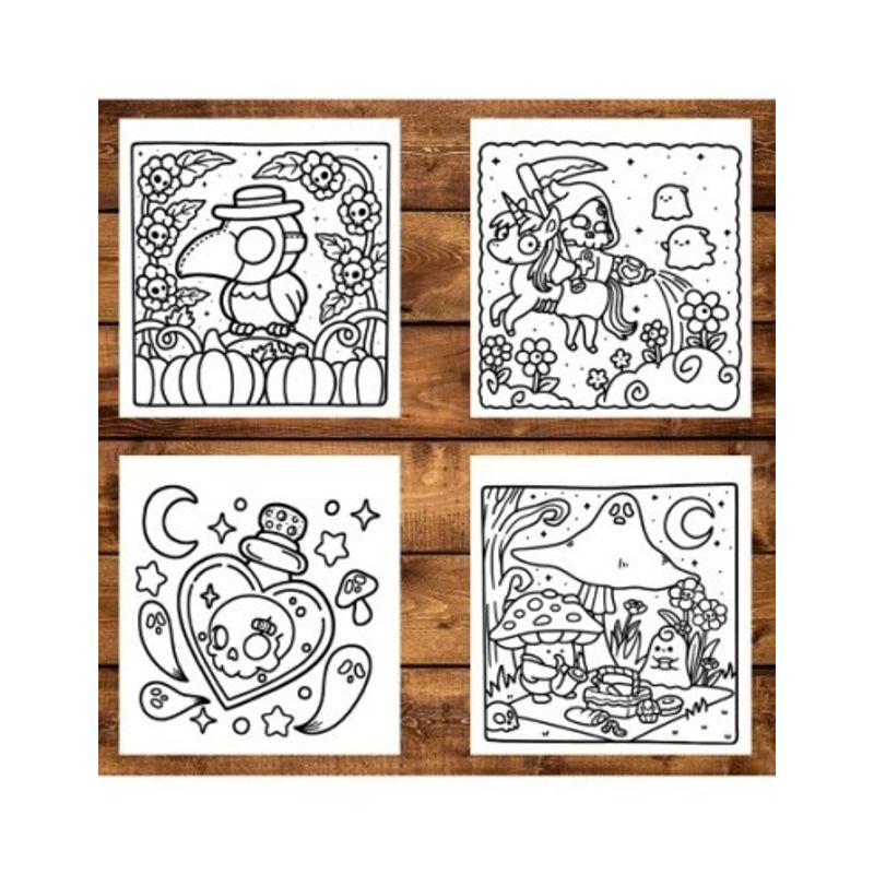 Carti si Birotica - Carti - Carti pentru copii - Carti de colorat - Carte de colorat antistres , 40 de ilustratii Spooky Hygge, 86 pagini, A5 - Infinity.ro