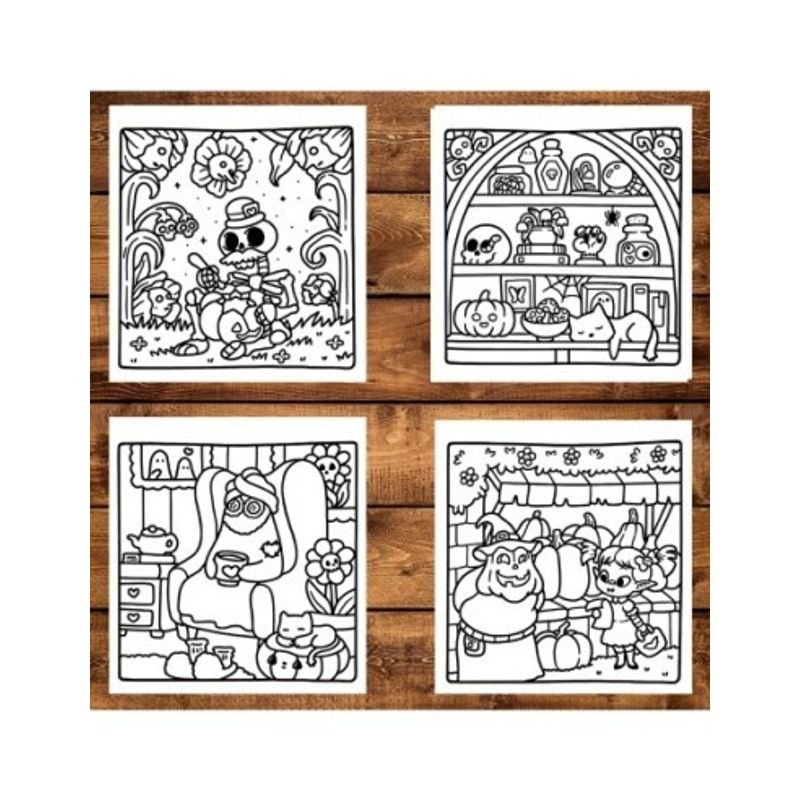 Carti si Birotica - Carti - Carti pentru copii - Carti de colorat - Carte de colorat antistres , 40 de ilustratii Spooky Hygge, 86 pagini, A5 - Infinity.ro