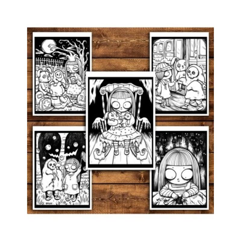 Carti si Birotica - Carti - Carti pentru copii - Carti de colorat - Carte de colorat antistres , 40 de ilustratii Spooky Girl, 86 pagini, A5 - Infinity.ro