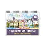 Carti si Birotica - Carti - Carti pentru copii - Carti de colorat - Carte de colorat antistres , 40 de ilustratii Suburbii din San Francisco, 86 pagini, A5 - Infinity.ro