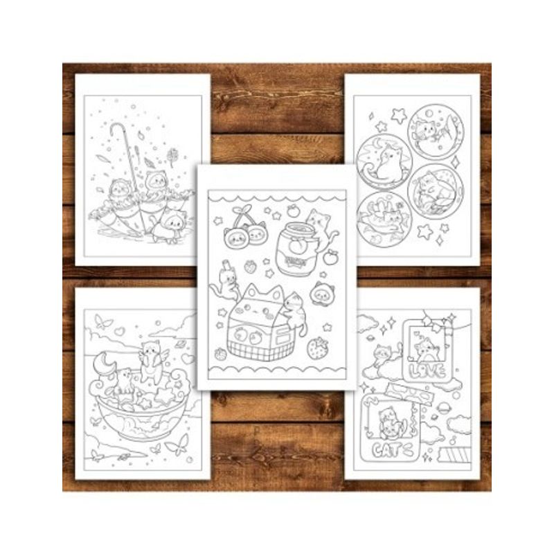 Carti si Birotica - Carti - Carti pentru copii - Carti de colorat - Carte de colorat antistres , 40 de ilustratii Tiny Cats, 86 pagini, A5 - Infinity.ro