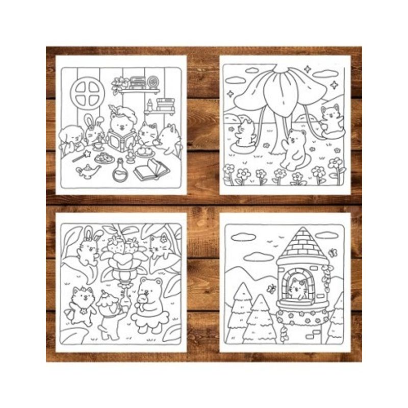 Carti si Birotica - Carti - Carti pentru copii - Carti de colorat - Carte de colorat antistres , 41 de ilustratii Fuzzy Tales, 88 pagini, A5 - Infinity.ro