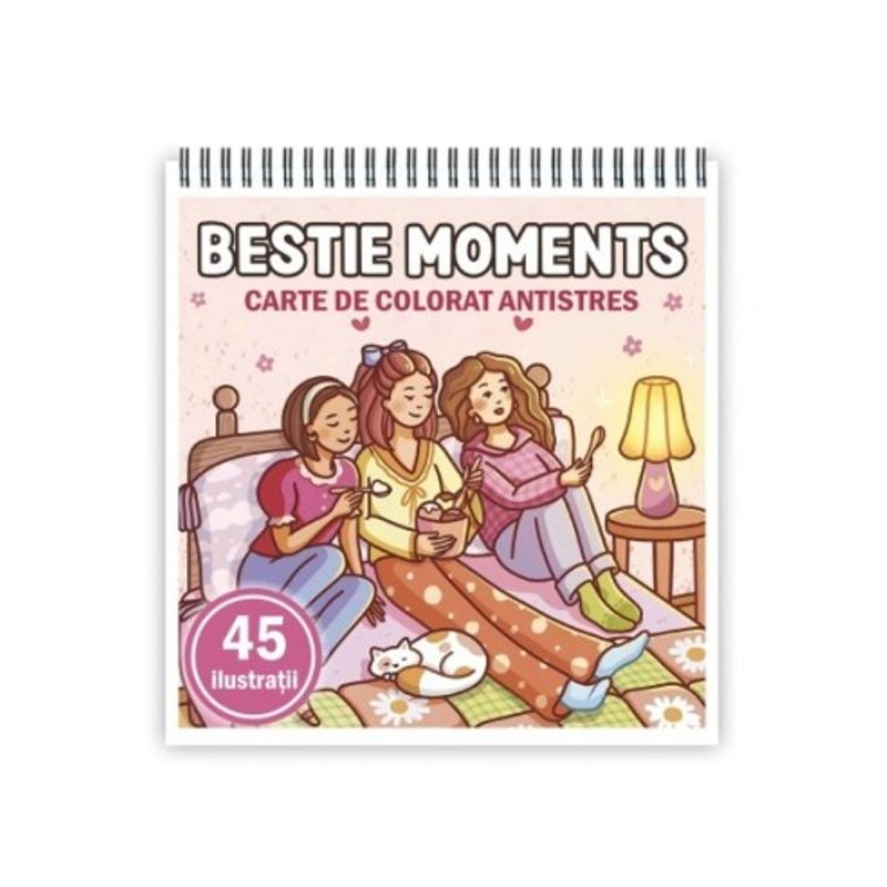 Carti si Birotica - Carti - Carti pentru copii - Carti de colorat - Carte de colorat antistres , 45 de ilustratii Bestie Moments, 96 pagini, A5 - Infinity.ro