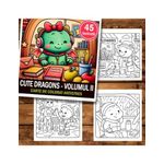 Carti si Birotica - Carti - Carti pentru copii - Carti de colorat - Carte de colorat antistres , 45 de ilustratii Cute Dragons - Volumul II, 96 pagini, A5 - Infinity.ro