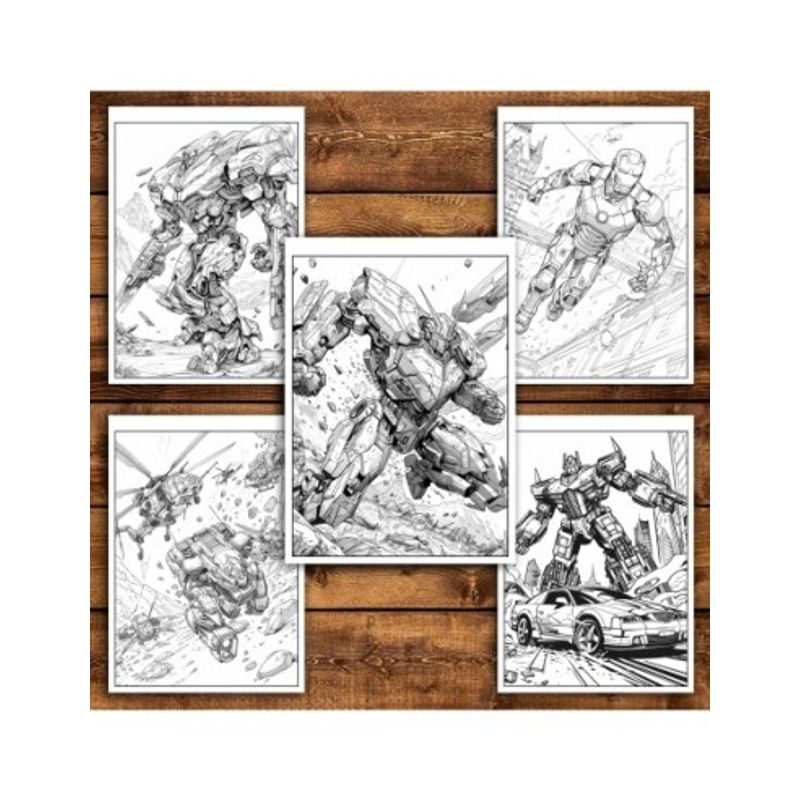 Carti si Birotica - Carti - Carti pentru copii - Carti de colorat - Carte de colorat antistres , 45 de ilustratii Transformers, 96 pagini, A5 - Infinity.ro
