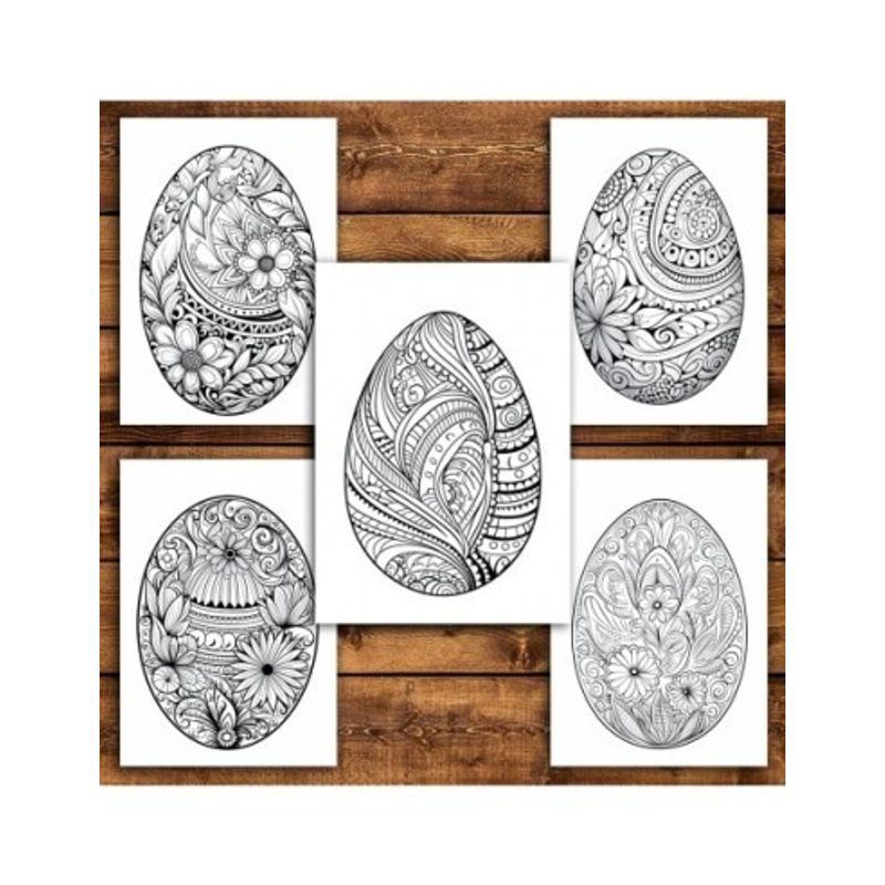 Carti si Birotica - Carti - Carti pentru copii - Carti de colorat - Carte de colorat antistres , 47 de ilustratii Oua de Pasti - Volumul I, 100 pagini, A5 - Infinity.ro