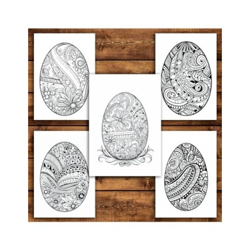 Carti si Birotica - Carti - Carti pentru copii - Carti de colorat - Carte de colorat antistres , 47 de ilustratii Oua de Pasti - Volumul I, 100 pagini, A5 - Infinity.ro