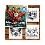 Carti si Birotica - Carti - Carti pentru copii - Carti de colorat - Carte de colorat antistres , 50 de ilustratii Animale din Cristal, 106 pagini, A5 - Infinity.ro