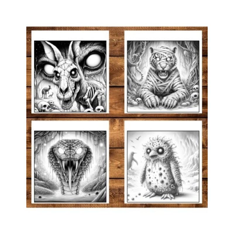 Carti si Birotica - Carti - Carti pentru copii - Carti de colorat - Carte de colorat antistres , 50 de ilustratii Animale Zombie - Volumul II, 106 pagini, A5 - Infinity.ro