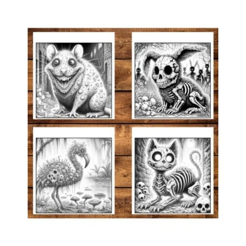 Carti si Birotica - Carti - Carti pentru copii - Carti de colorat - Carte de colorat antistres , 50 de ilustratii Animale Zombie - Volumul II, 106 pagini, A5 - Infinity.ro