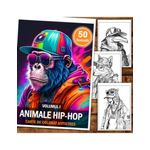 Carti si Birotica - Carti - Carti pentru copii - Carti de colorat - Carte de colorat antistres , 50 de ilustratii Animale Hip-Hop - Volumul I, 106 pagini, A5 - Infinity.ro