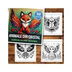 Carti si Birotica - Carti - Carti pentru copii - Carti de colorat - Carte de colorat antistres , 50 de ilustratii Animale din Cristal, 106 pagini, A5 - Infinity.ro