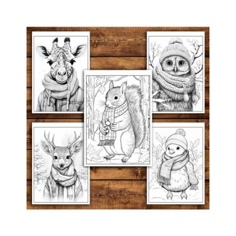 Carti si Birotica - Carti - Carti pentru copii - Carti de colorat - Carte de colorat antistres , 50 de ilustratii Animalute Iarna, 106 pagini, A5 - Infinity.ro