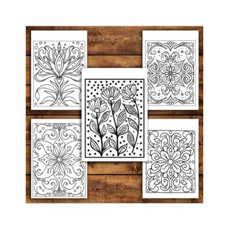 Carti si Birotica - Carti - Carti pentru copii - Carti de colorat - Carte de colorat antistres , 50 de ilustratii Boho Folk Flowers, 106 pagini, A5 - Infinity.ro