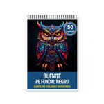 Carti si Birotica - Carti - Carti pentru copii - Carti de colorat - Carte de colorat antistres , 50 de ilustratii Bufnite pe fundal negru, 106 pagini, A5 - Infinity.ro