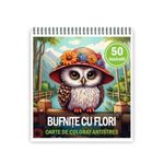 Carti si Birotica - Carti - Carti pentru copii - Carti de colorat - Carte de colorat antistres , 50 de ilustratii Bufnite cu flori, 106 pagini, A5 - Infinity.ro