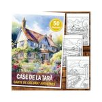 Carti si Birotica - Carti - Carti pentru copii - Carti de colorat - Carte de colorat antistres , 50 de ilustratii Case de la tara, 106 pagini, A5 - Infinity.ro
