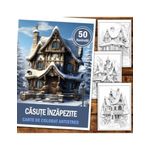 Carti si Birotica - Carti - Carti pentru copii - Carti de colorat - Carte de colorat antistres , 50 de ilustratii Casute Inzapezite, 106 pagini, A5 - Infinity.ro
