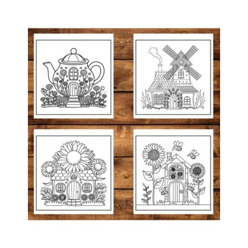 Carti si Birotica - Carti - Carti pentru copii - Carti de colorat - Carte de colorat antistres , 50 de ilustratii Casute din Povesti, 106 pagini, A5 - Infinity.ro
