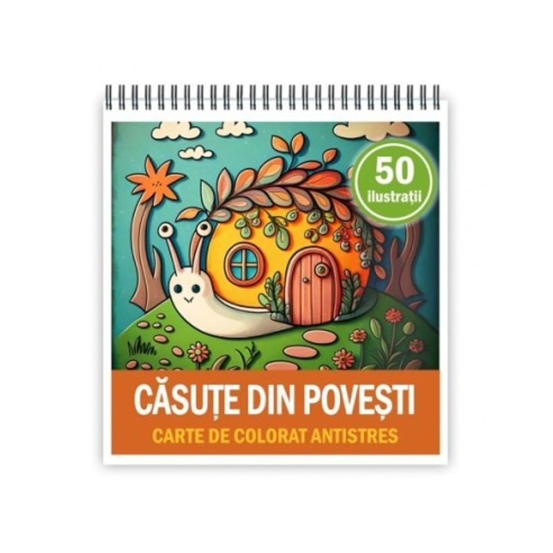 Carti si Birotica - Carti - Carti pentru copii - Carti de colorat - Carte de colorat antistres , 50 de ilustratii Casute din Povesti, 106 pagini, A5 - Infinity.ro