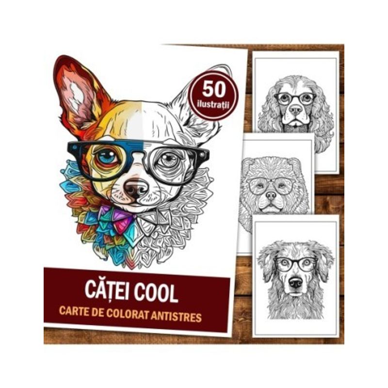 Carti si Birotica - Carti - Carti pentru copii - Carti de colorat - Carte de colorat antistres , 50 de ilustratii Catei Cool, 106 pagini, A5 - Infinity.ro