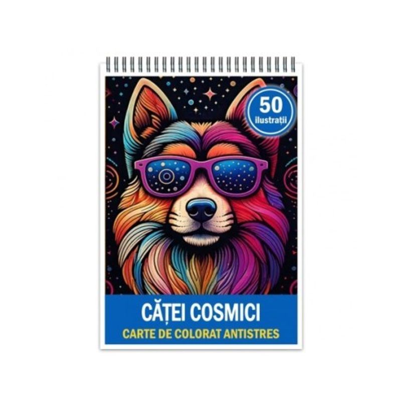 Carti si Birotica - Carti - Carti pentru copii - Carti de colorat - Carte de colorat antistres , 50 de ilustratii Catei Cosmici, 106 pagini, A5 - Infinity.ro