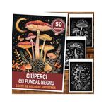 Carti si Birotica - Carti - Carti pentru copii - Carti de colorat - Carte de colorat antistres , 50 de ilustratii Ciuperci cu fundal negru, 106 pagini, A5 - Infinity.ro