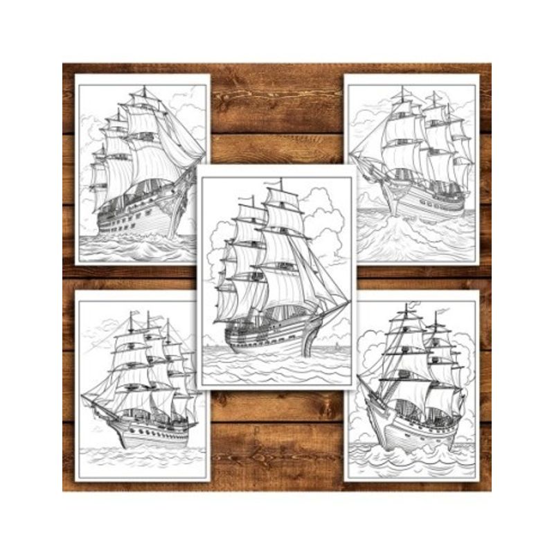 Carti si Birotica - Carti - Carti pentru copii - Carti de colorat - Carte de colorat antistres , 50 de ilustratii Corabii, 106 pagini, A5 - Infinity.ro