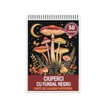 Carti si Birotica - Carti - Carti pentru copii - Carti de colorat - Carte de colorat antistres , 50 de ilustratii Ciuperci cu fundal negru, 106 pagini, A5 - Infinity.ro