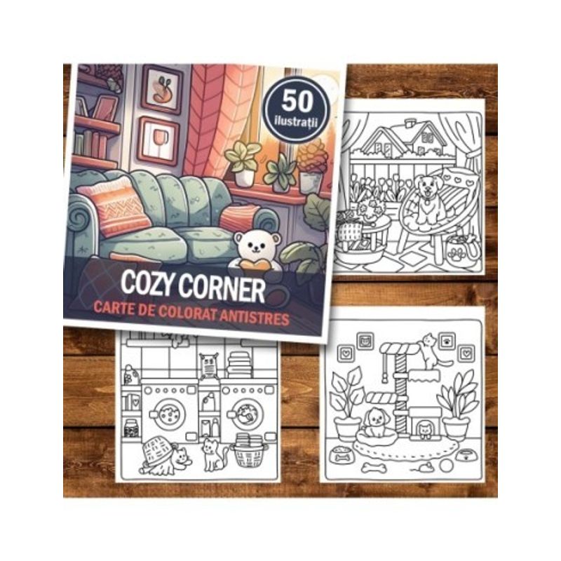 Carti si Birotica - Carti - Carti pentru copii - Carti de colorat - Carte de colorat antistres , 50 de ilustratii Cozy Corner, 106 pagini, A5 - Infinity.ro