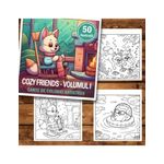 Carti si Birotica - Carti - Carti pentru copii - Carti de colorat - Carte de colorat antistres , 50 de ilustratii Cozy Friends - Volumul I, 106 pagini, A5 - Infinity.ro