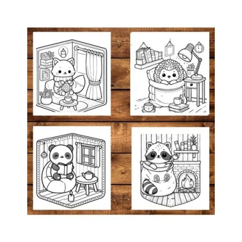 Carti si Birotica - Carti - Carti pentru copii - Carti de colorat - Carte de colorat antistres , 50 de ilustratii Cozy Pocket Rooms, 106 pagini, A5 - Infinity.ro