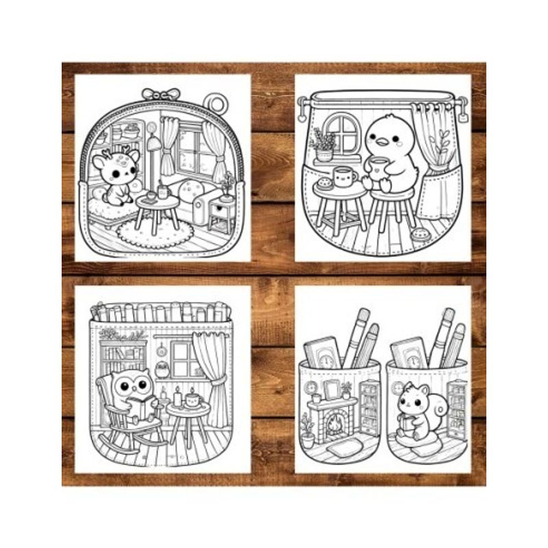 Carti si Birotica - Carti - Carti pentru copii - Carti de colorat - Carte de colorat antistres , 50 de ilustratii Cozy Pocket Rooms, 106 pagini, A5 - Infinity.ro