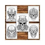 Carti si Birotica - Carti - Carti pentru copii - Carti de colorat - Carte de colorat antistres , 50 de ilustratii Cranii Steampunk, 106 pagini, A5 - Infinity.ro