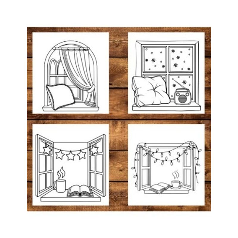 Carti si Birotica - Carti - Carti pentru copii - Carti de colorat - Carte de colorat antistres , 50 de ilustratii Cozy Windows, 106 pagini, A5 - Infinity.ro