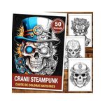 Carti si Birotica - Carti - Carti pentru copii - Carti de colorat - Carte de colorat antistres , 50 de ilustratii Cranii Steampunk, 106 pagini, A5 - Infinity.ro