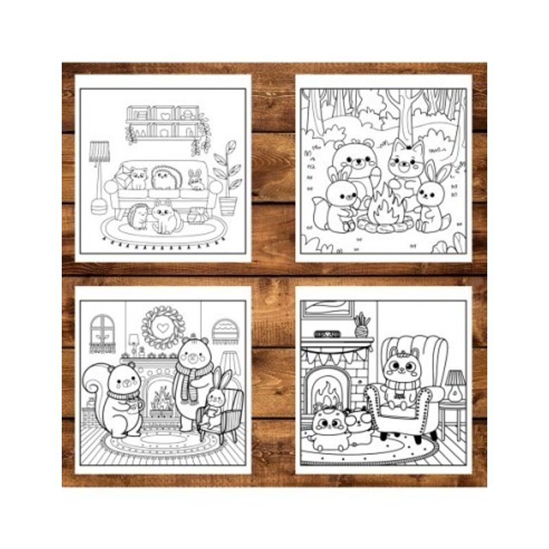 Carti si Birotica - Carti - Carti pentru copii - Carti de colorat - Carte de colorat antistres , 50 de ilustratii Cute and Cozy Hygge- Volumul I, 106 pagini, A5 - Infinity.ro