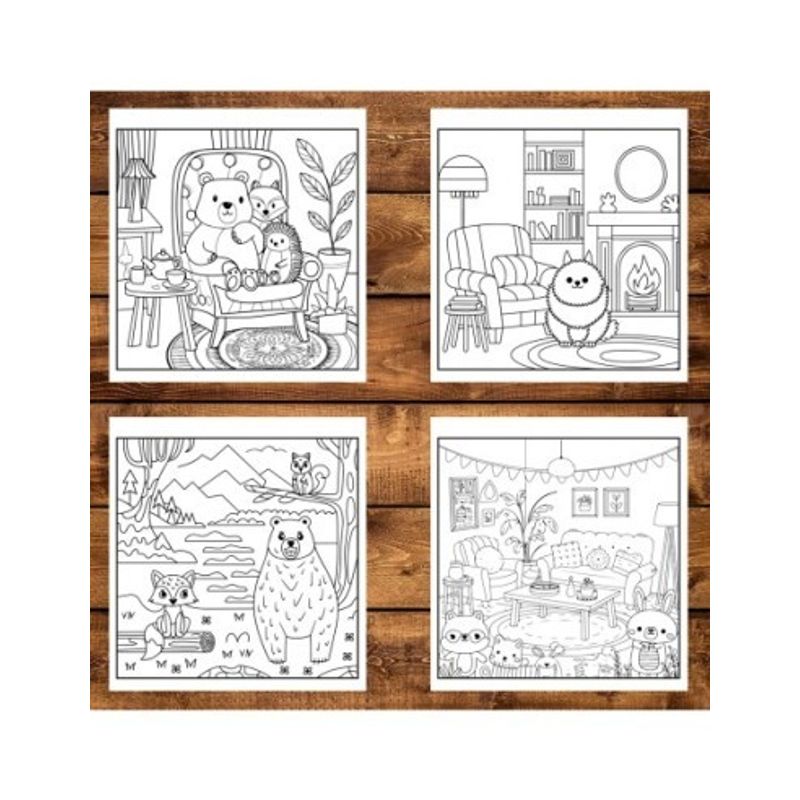 Carti si Birotica - Carti - Carti pentru copii - Carti de colorat - Carte de colorat antistres , 50 de ilustratii Cute and Cozy Hygge - Volumul II, 106 pagini, A5 - Infinity.ro