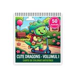 Carti si Birotica - Carti - Carti pentru copii - Carti de colorat - Carte de colorat antistres , 50 de ilustratii Cute Dragons - Volumul I, 106 pagini, A5 - Infinity.ro