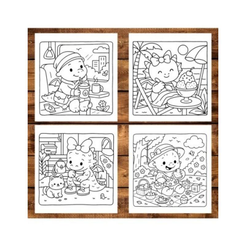 Carti si Birotica - Carti - Carti pentru copii - Carti de colorat - Carte de colorat antistres , 50 de ilustratii Cute Dragons - Volumul I, 106 pagini, A5 - Infinity.ro