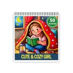 Carti si Birotica - Carti - Carti pentru copii - Carti de colorat - Carte de colorat antistres , 50 de ilustratii Cute Cozy Girl, 106 pagini, A5 - Infinity.ro