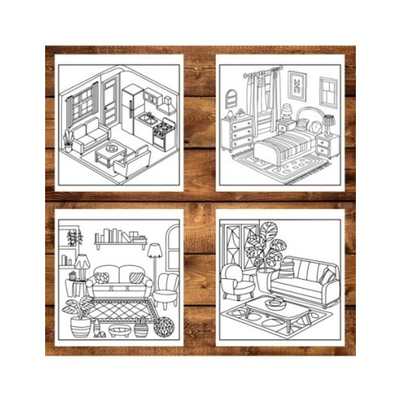 Carti si Birotica - Carti - Carti pentru copii - Carti de colorat - Carte de colorat antistres , 50 de ilustratii Design Interior Hygge, 106 pagini, A5 - Infinity.ro