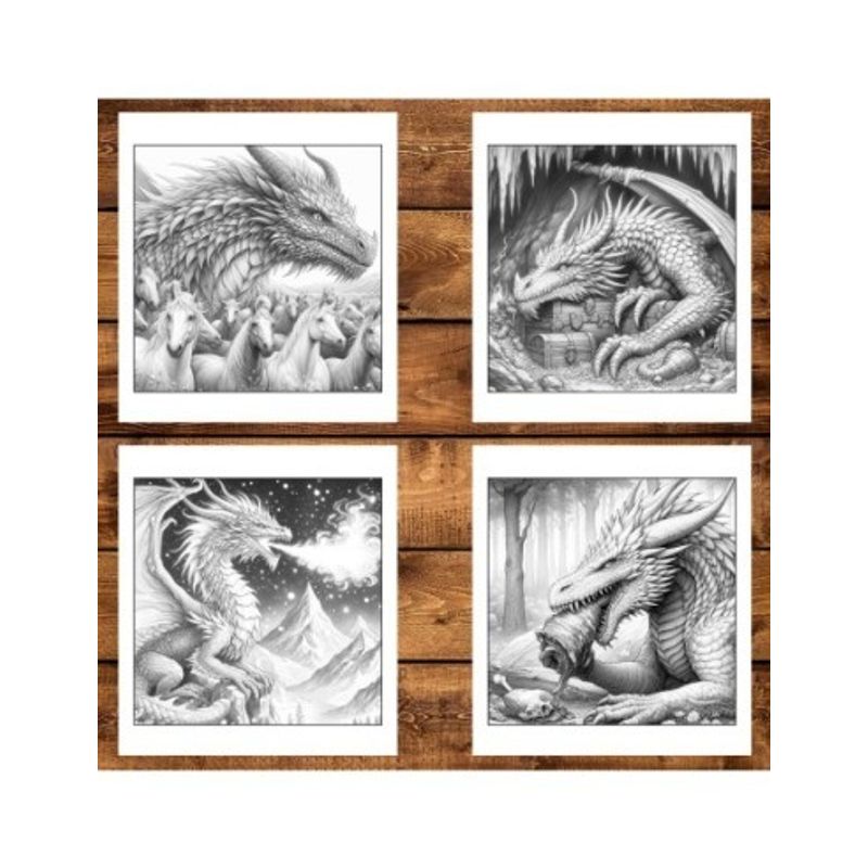 Carti si Birotica - Carti - Carti pentru copii - Carti de colorat - Carte de colorat antistres , 50 de ilustratii Dragoni Majestici, 106 pagini, A5 - Infinity.ro