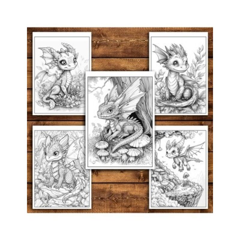 Carti si Birotica - Carti - Carti pentru copii - Carti de colorat - Carte de colorat antistres , 50 de ilustratii Dragoni din Padure, 106 pagini, A5 - Infinity.ro